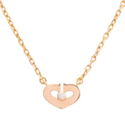 18K Diamond C Heart Necklace Pink Gold
