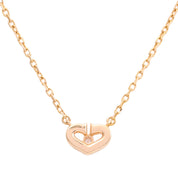18K Diamond C Heart Necklace Pink Gold