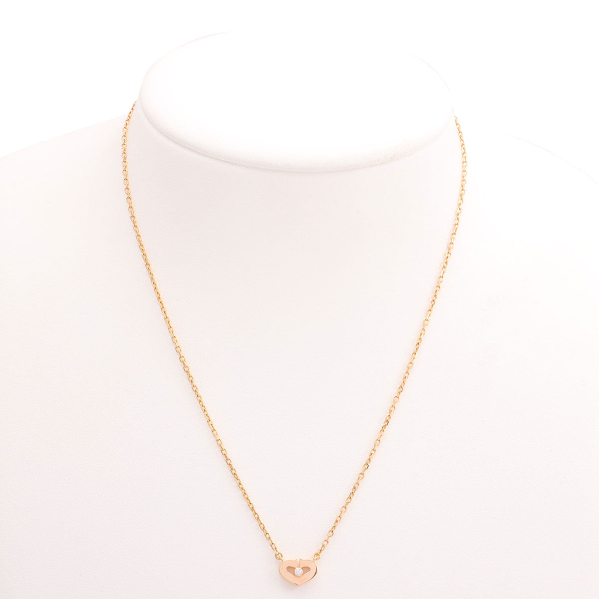 18K Diamond C Heart Necklace Pink Gold