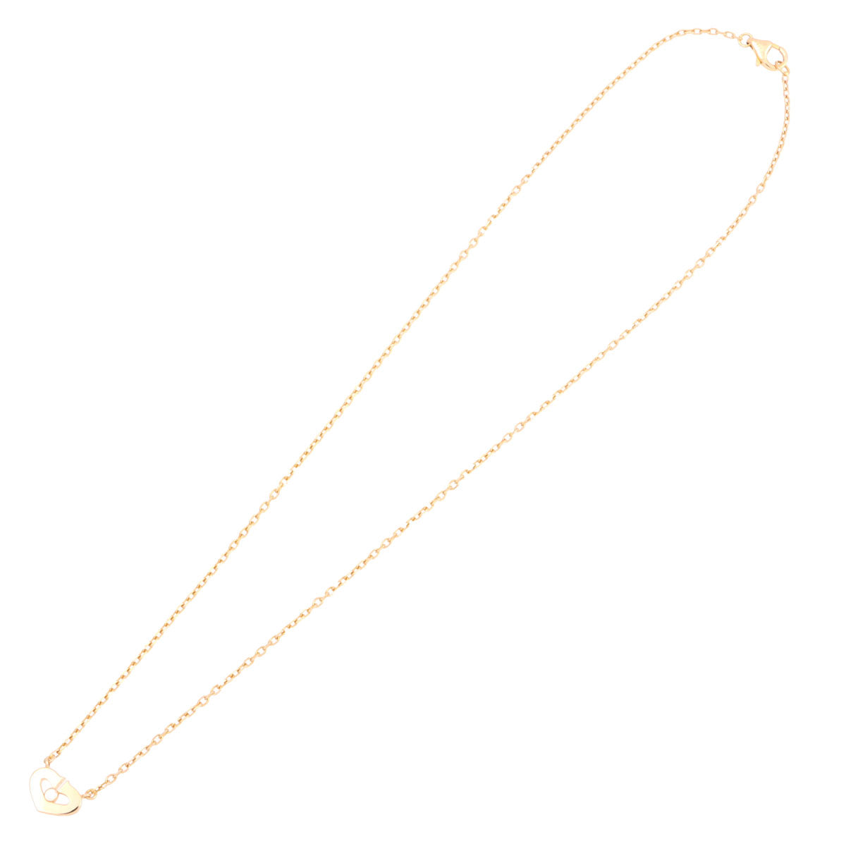 18K Diamond C Heart Necklace Pink Gold