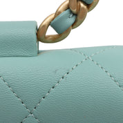 2019 Matelasse Stitch CC Turnlock 2-Way Bag, Mint Blue