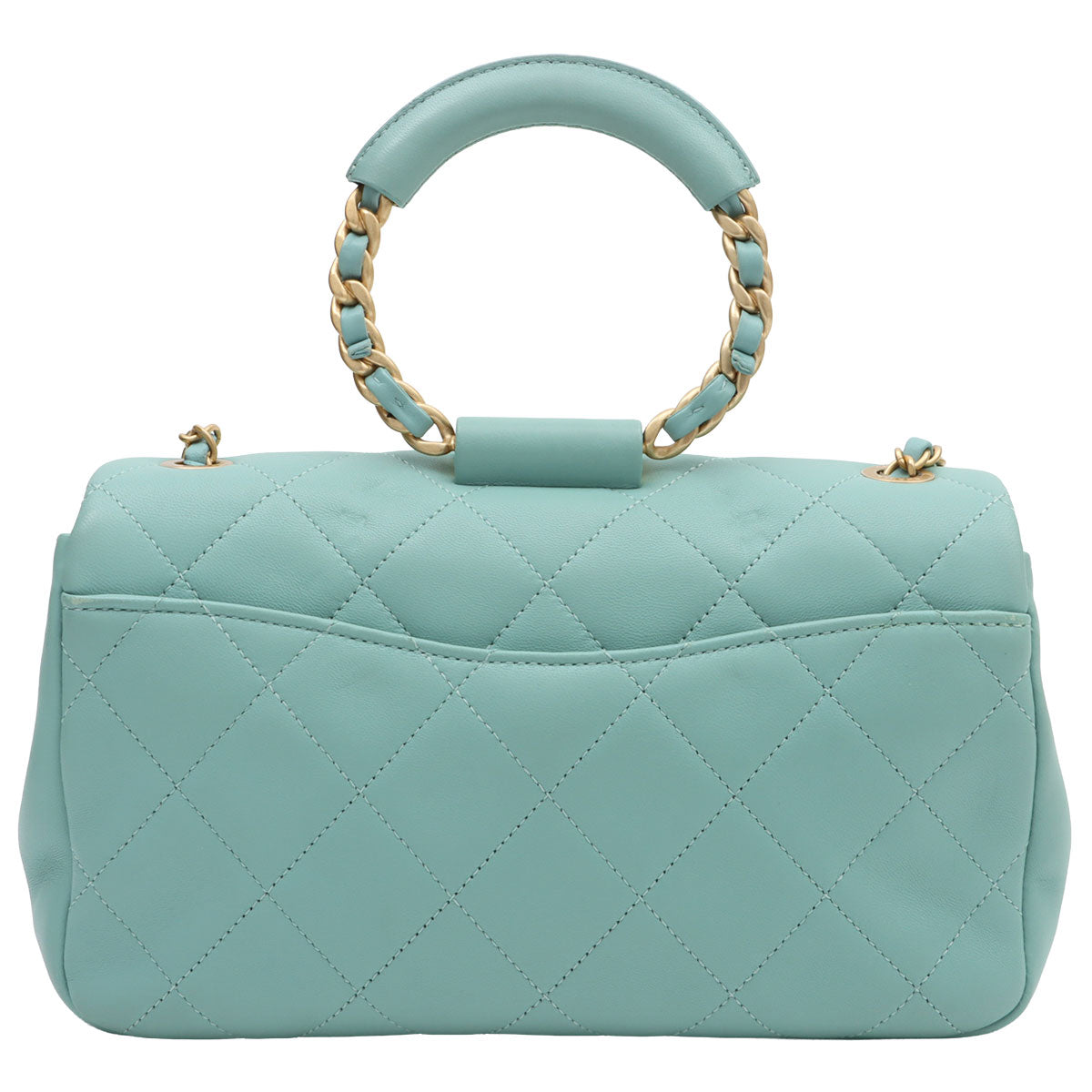 2019 Matelasse Stitch CC Turnlock 2-Way Bag, Mint Blue