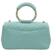 2019 Matelasse Stitch CC Turnlock 2-Way Bag, Mint Blue