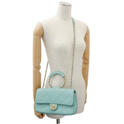 2019 Matelasse Stitch CC Turnlock 2-Way Bag, Mint Blue