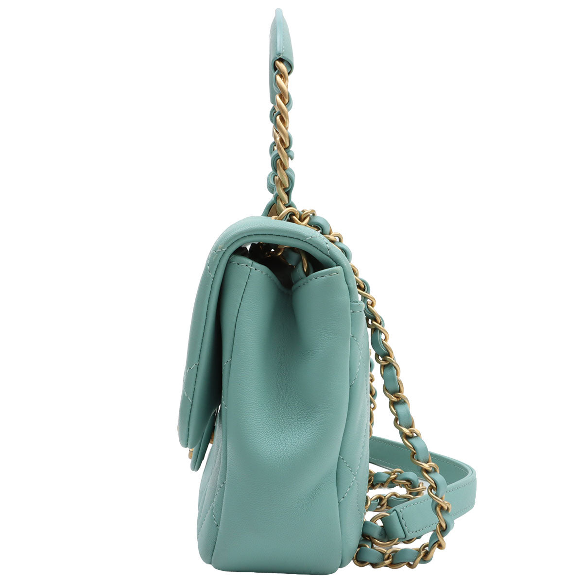 2019 Matelasse Stitch CC Turnlock 2-Way Bag, Mint Blue