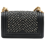 Circa 2018 Chevron Design Boy Chanel Chain Shoulder Bag Black