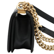 Circa 2018 Chevron Design Boy Chanel Chain Shoulder Bag Black