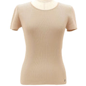 2002 CC Logo Short-Sleeved Knit Top #36 Beige