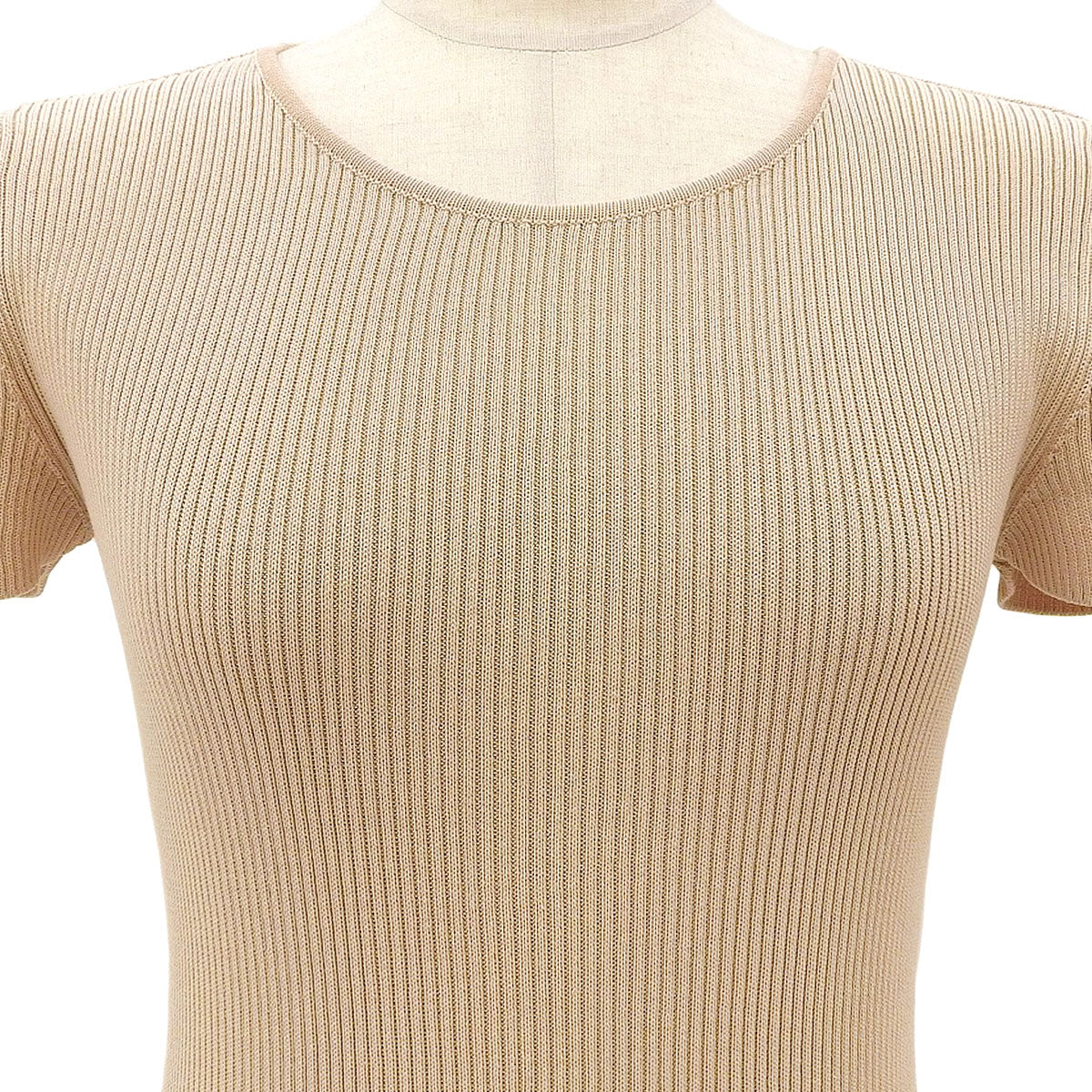 2002 CC Logo Short-Sleeved Knit Top #36 Beige