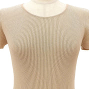 2002 CC Logo Short-Sleeved Knit Top #36 Beige