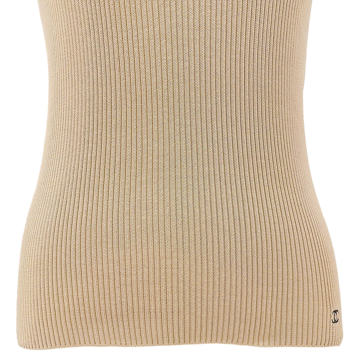 2002 CC Logo Short-Sleeved Knit Top #36 Beige