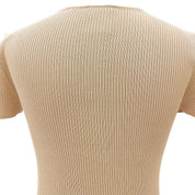 2002 CC Logo Short-Sleeved Knit Top #36 Beige