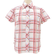 Check pattern logo embroidered short-sleeve shirt #38 Pink/Multicolor