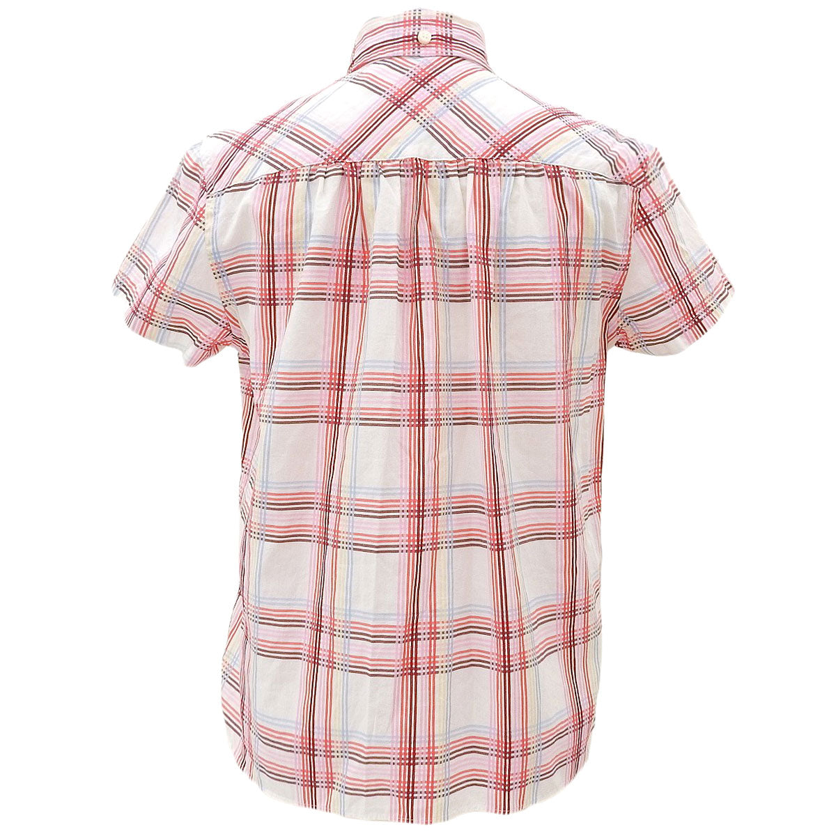 Check pattern logo embroidered short-sleeve shirt #38 Pink/Multicolor