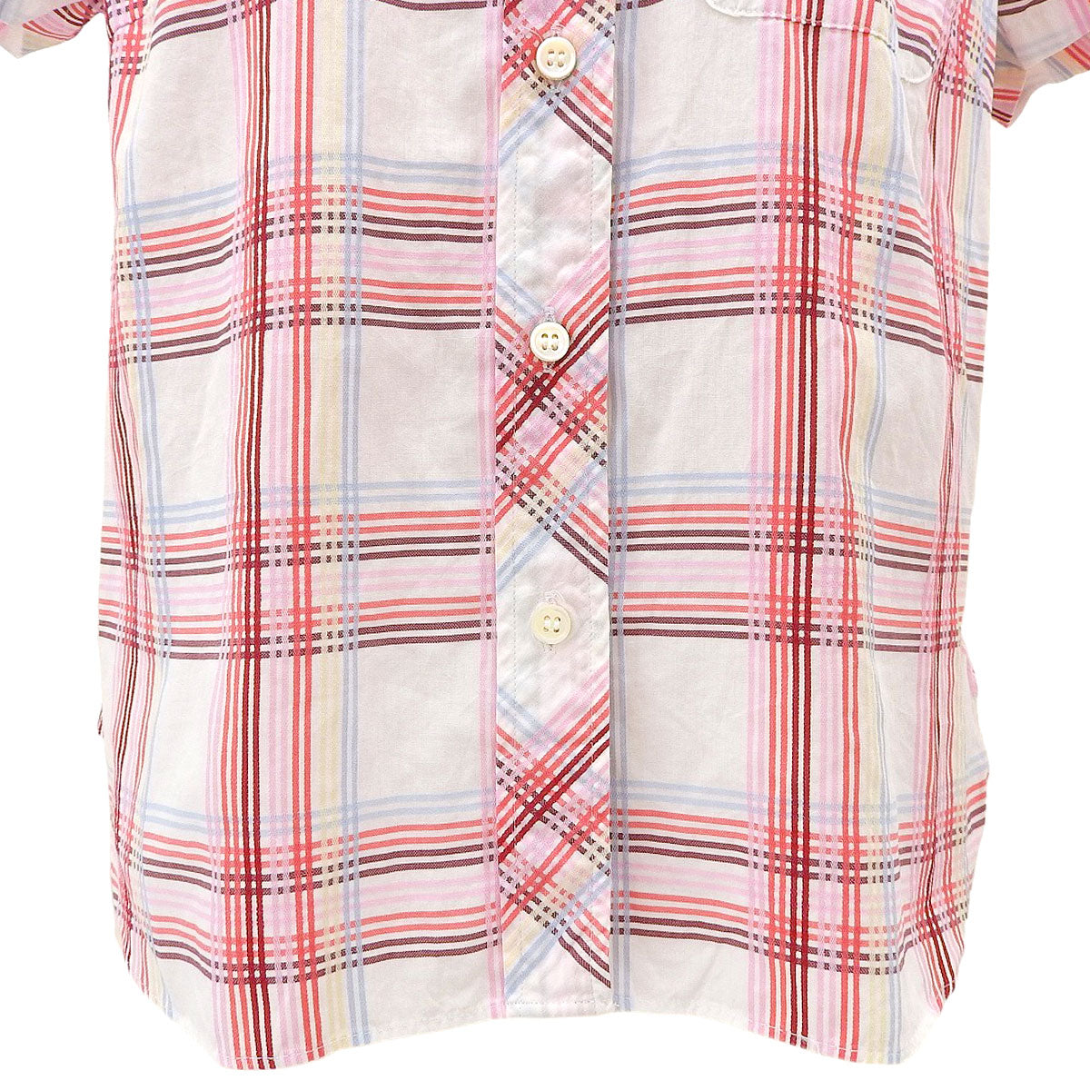 Check pattern logo embroidered short-sleeve shirt #38 Pink/Multicolor