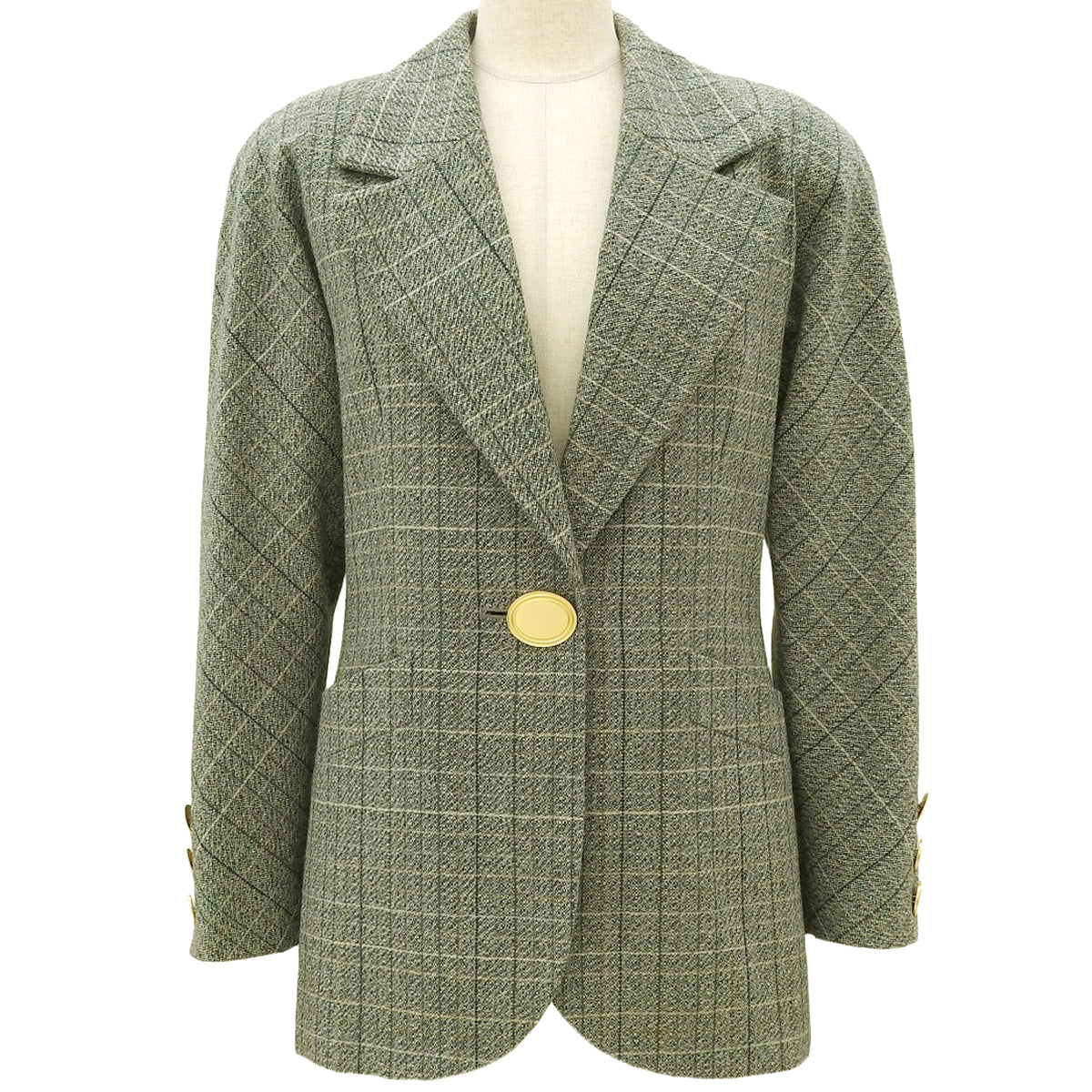 Wool Check Pattern Jacket #S Gray