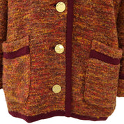 Bouclé Logo Button Knit Jacket #M Orange/Multi-Color