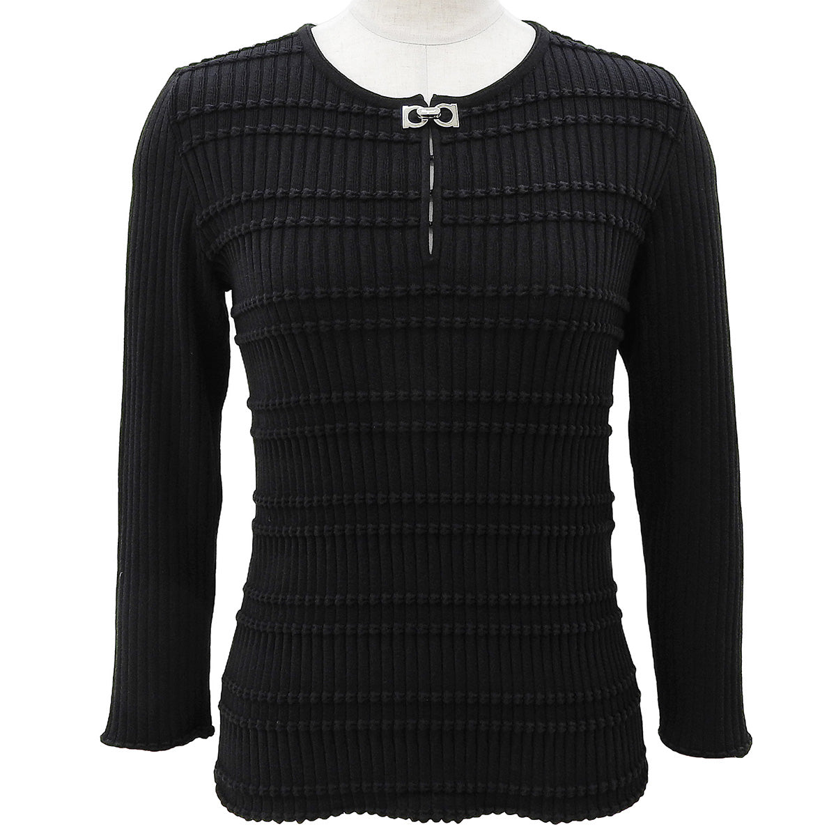 Gancini Plate Knit Top #M Black