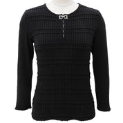 Gancini Plate Knit Top #M Black