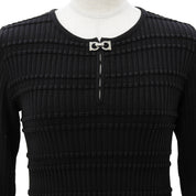 Gancini Plate Knit Top #M Black