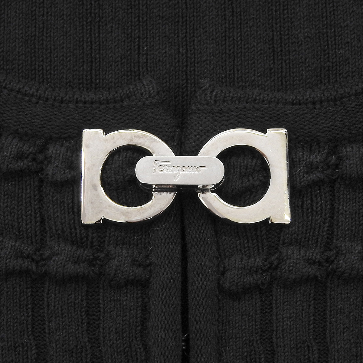 Gancini Plate Knit Top #M Black