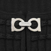 Gancini Plate Knit Top #M Black