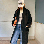 Alpaca Logo Button Shaggy Chester Coat #46 Black