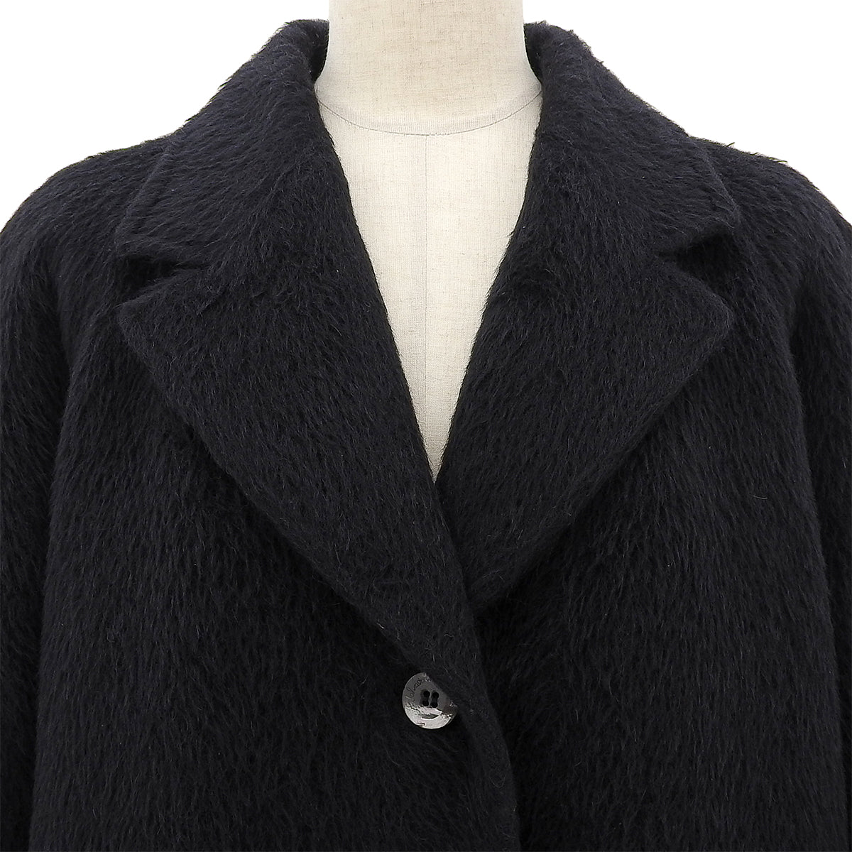 Alpaca Logo Button Shaggy Chester Coat #46 Black
