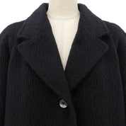 Alpaca Logo Button Shaggy Chester Coat #46 Black