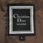 Suede and Leather Combination Down Jacket, Size L, Brown