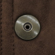 Suede and Leather Combination Down Jacket, Size L, Brown