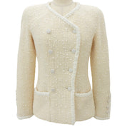 Tweed CC Mark Button Double Breasted Jacket #34 Ivory