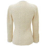 Tweed CC Mark Button Double Breasted Jacket #34 Ivory
