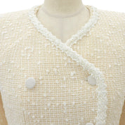 Tweed CC Mark Button Double Breasted Jacket #34 Ivory