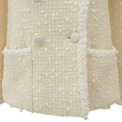 Tweed CC Mark Button Double Breasted Jacket #34 Ivory