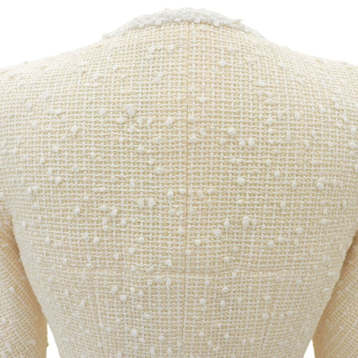 Tweed CC Mark Button Double Breasted Jacket #34 Ivory