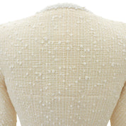 Tweed CC Mark Button Double Breasted Jacket #34 Ivory