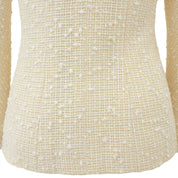 Tweed CC Mark Button Double Breasted Jacket #34 Ivory