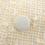 Tweed CC Mark Button Double Breasted Jacket #34 Ivory