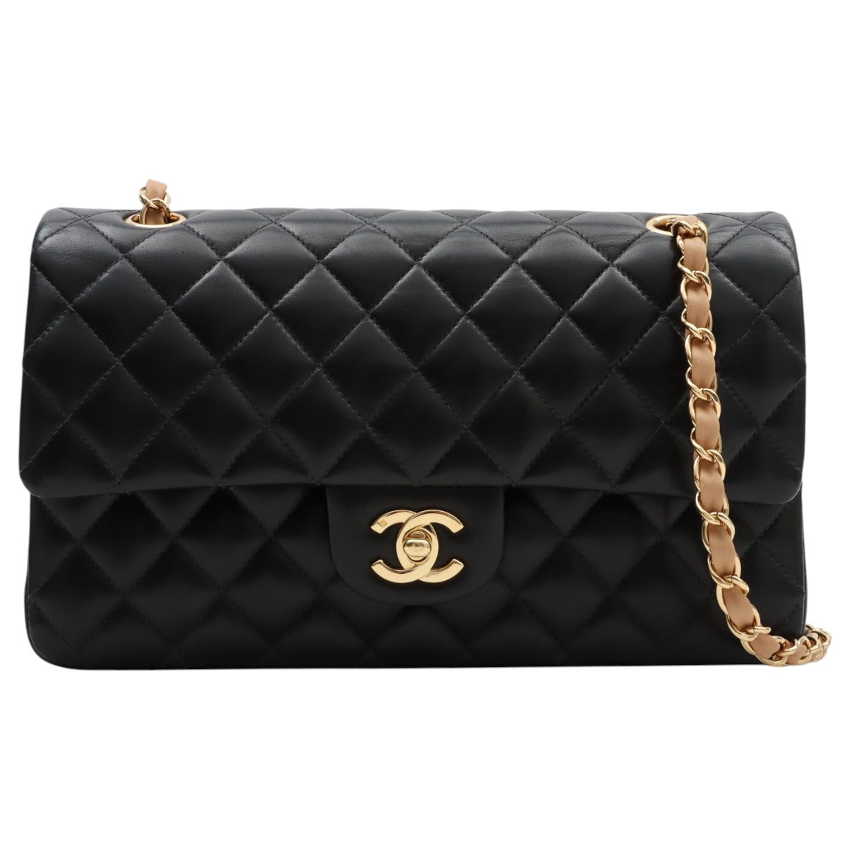 2003年頃製 クラシックフラップチェーンバッグ25cm ブラック/ベージュ