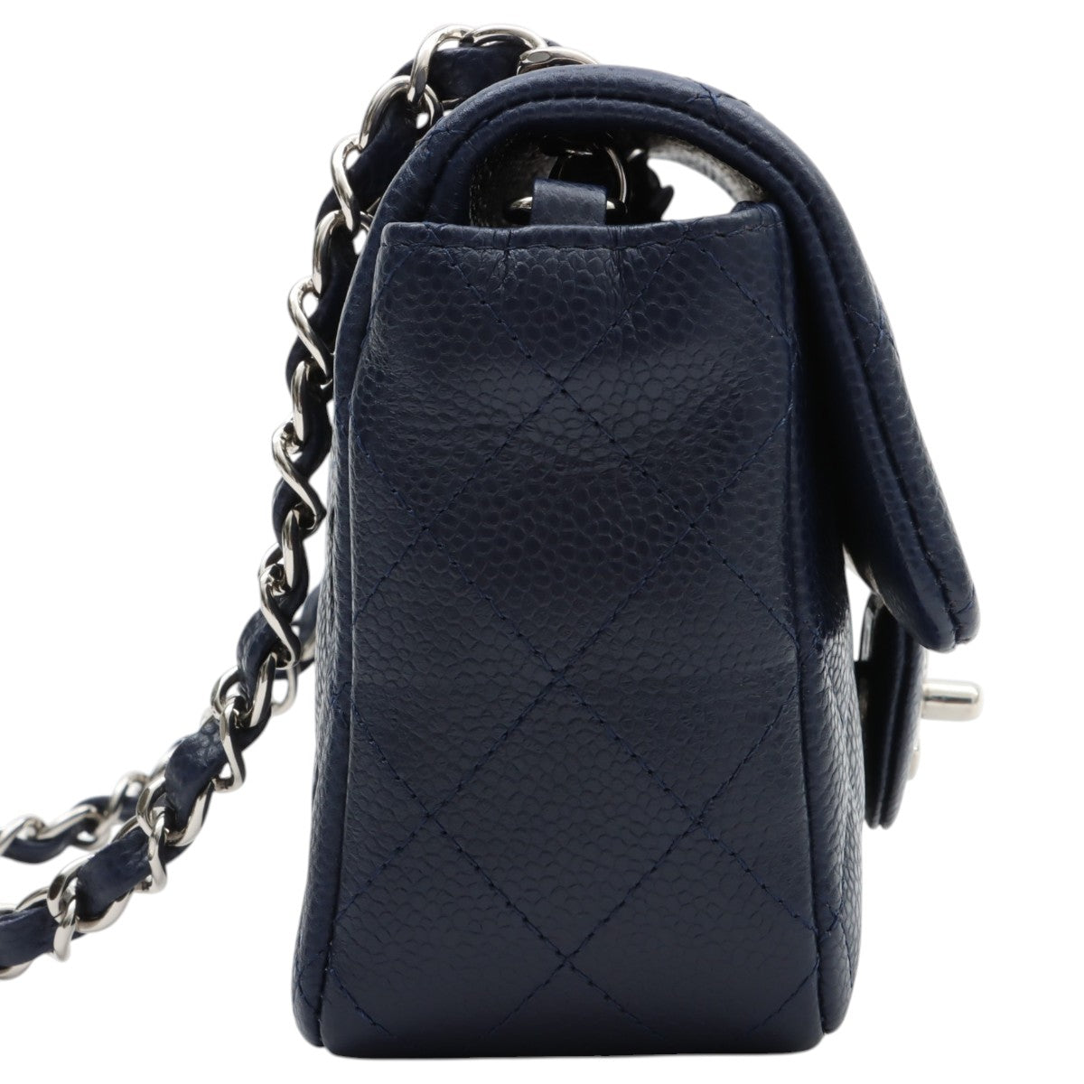 2014-era Caviar Skin CC Turn-lock Chain Shoulder Bag, Navy