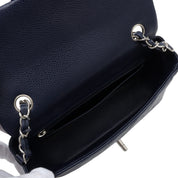 2014-era Caviar Skin CC Turn-lock Chain Shoulder Bag, Navy