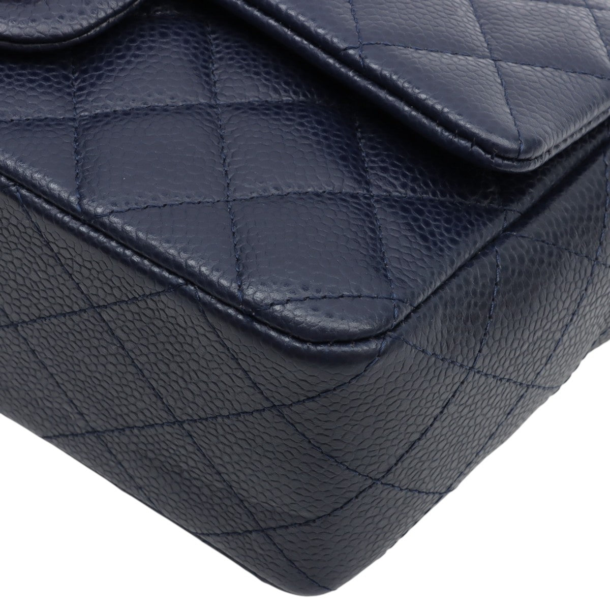 2014-era Caviar Skin CC Turn-lock Chain Shoulder Bag, Navy