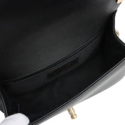 CHANEL Raffia Boy Chanel Chain Shoulder Bag, Black/Beige, manufactured around 2019
