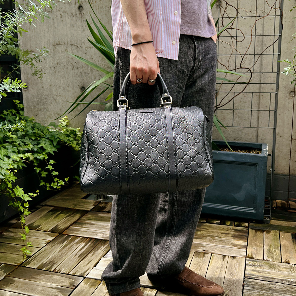 Gucci Shima Pattern Bolton Bag Black