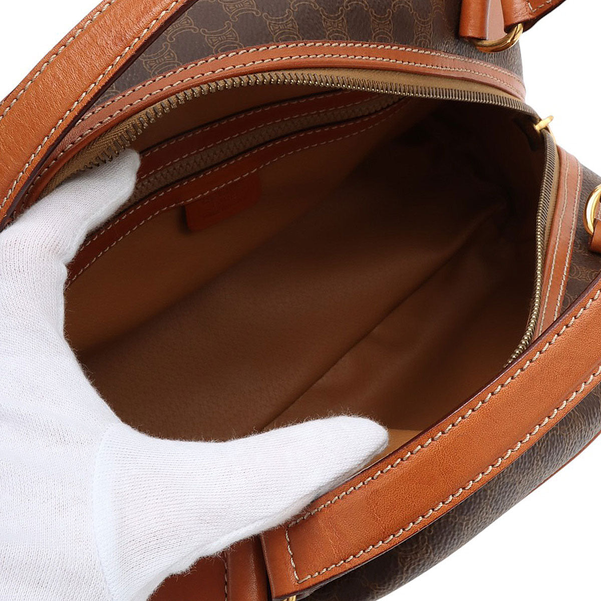Macadam Pattern Logo Embossed Handbag Brown
