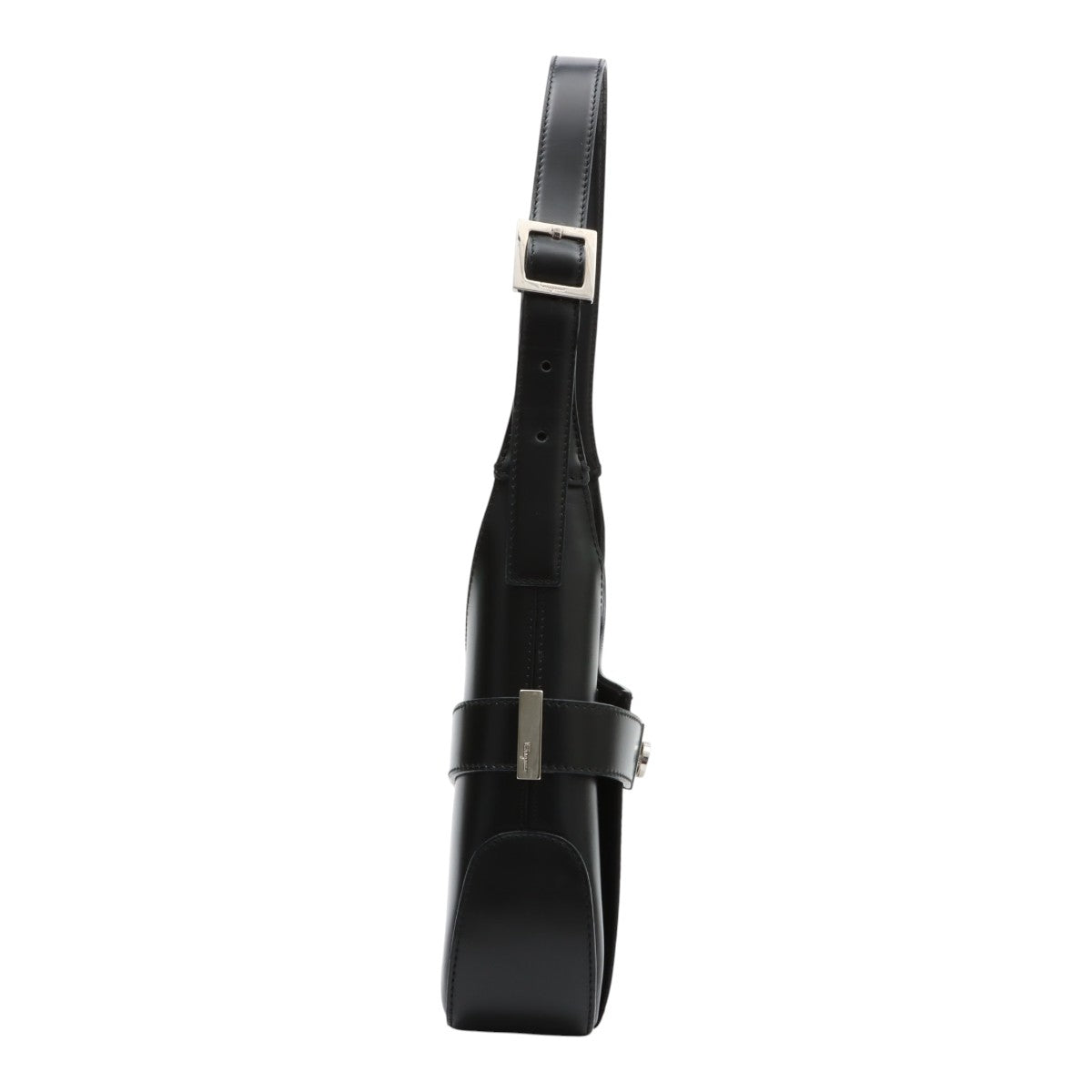 Gancini Plate One-Shoulder Bag in Black