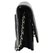 2021 Matelassé Stitch CC Mark Plate Chain Wallet Black