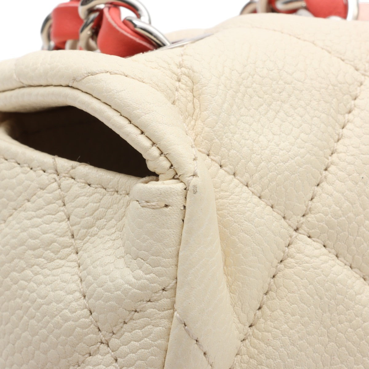 2013-era Caviar Skin CC Turn-Lock Chain Shoulder Bag, Ivory/Salmon Pink