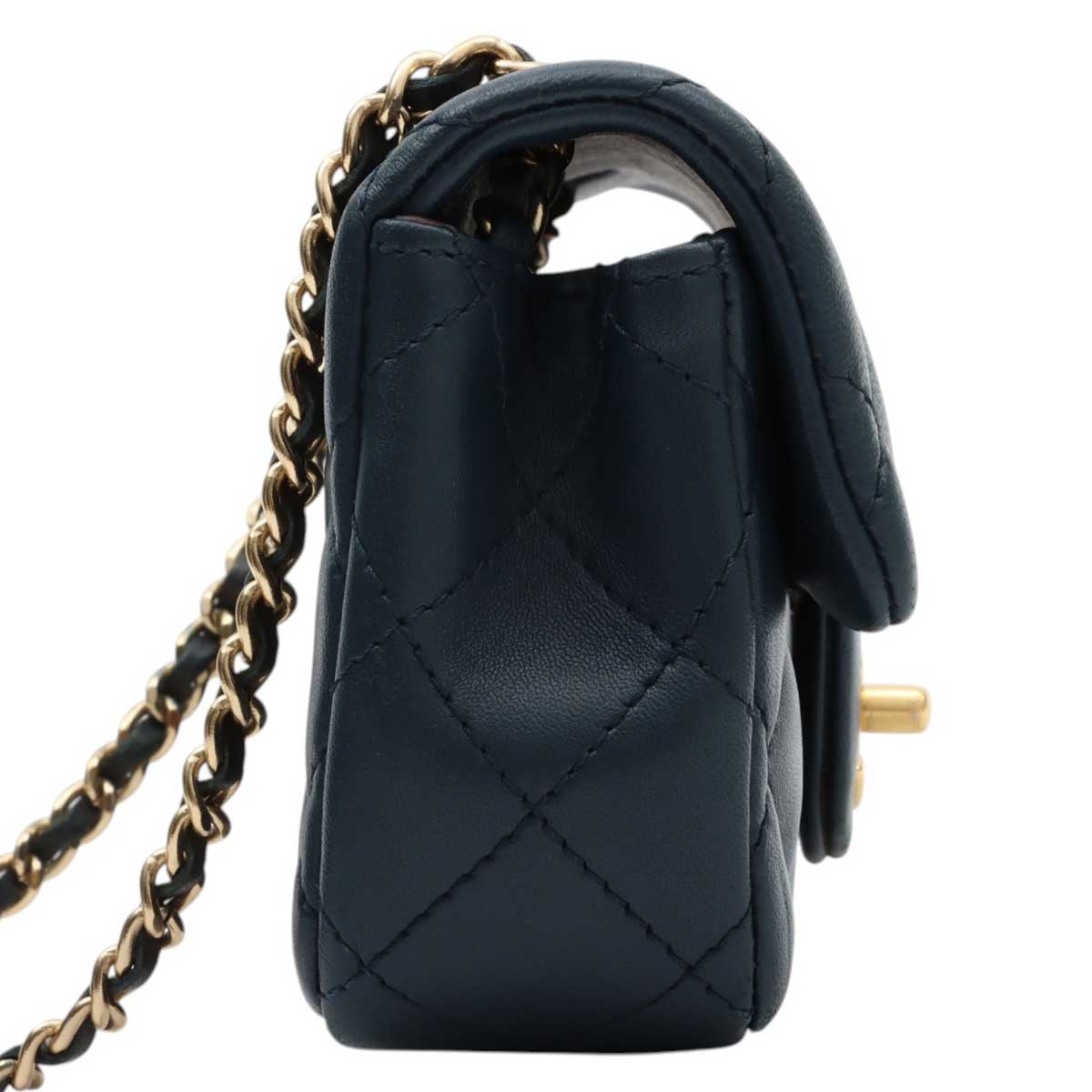 Circa 2013 CC Turn-lock Chain Shoulder Bag Mini, Navy